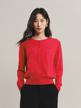 Women's Machine-Washable Wool Henley Sweater
